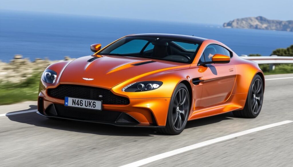 Aston Martin Vantage in dynamic driving position