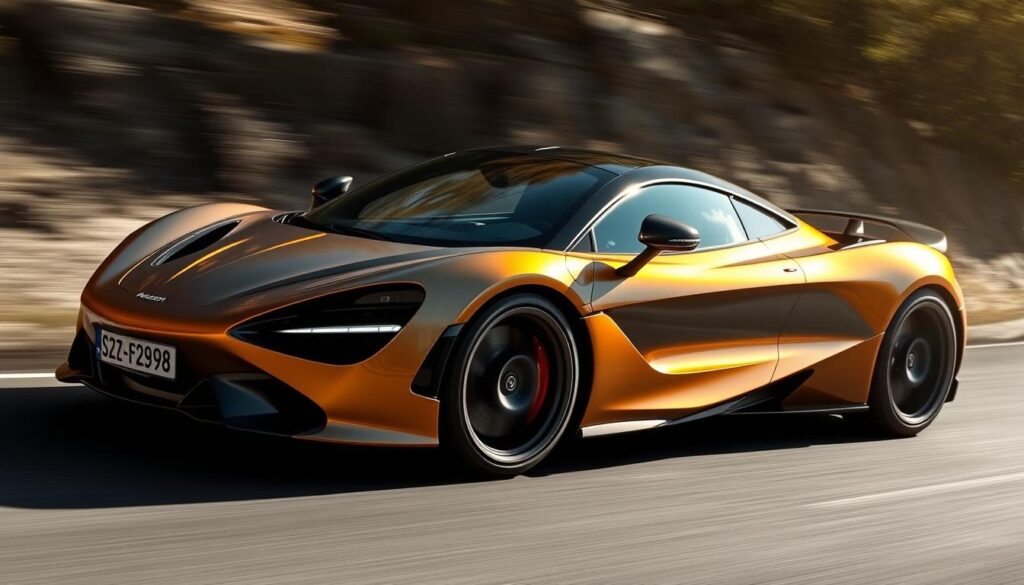 McLaren Artura hybrid supercar in dynamic driving position