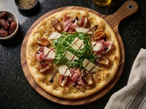 The Arabian Night Pizza — Caramelised onion, medjool dates, prosciutto