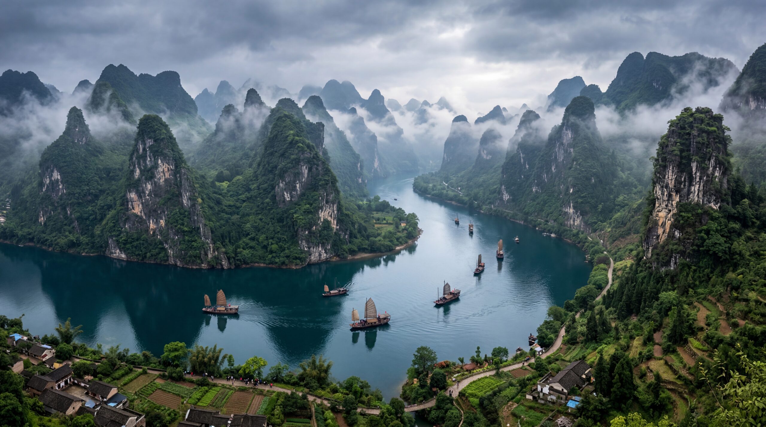 Река Янцзы среди гор Китая