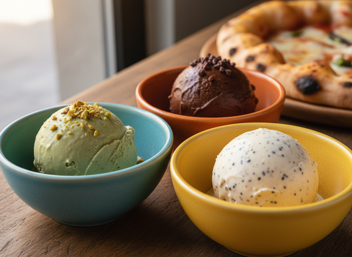 Close up of artisanal ice cream scoops