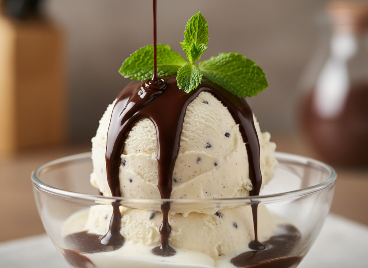 Gourmet vanilla ice cream scoop