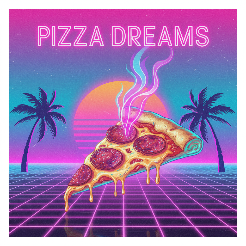 Vaporwave pizza slice