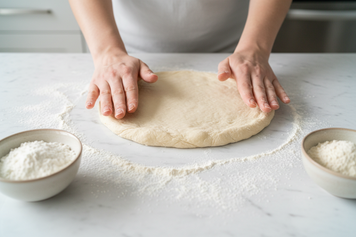 Shaping gluten-free pizza dough