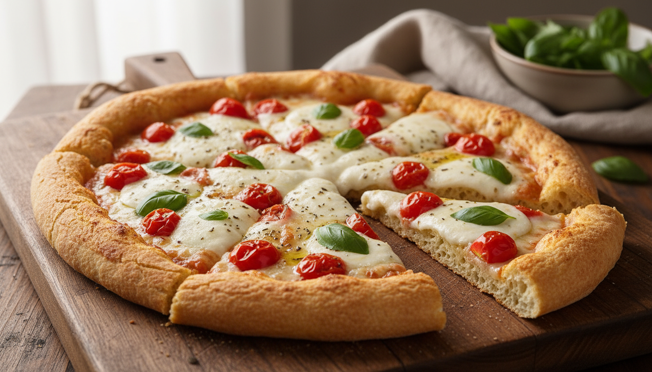 Gluten-free pizza with fresh tomatoes and mozzarella