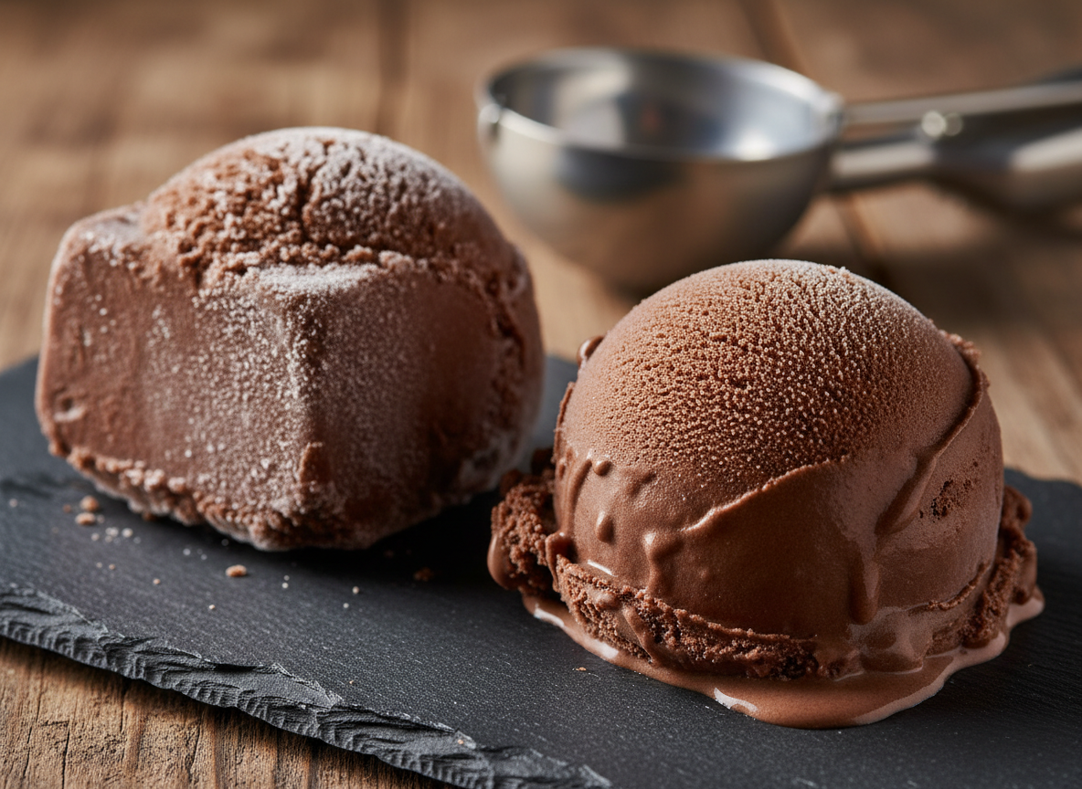 Comparison of hard and soft ice cream textures