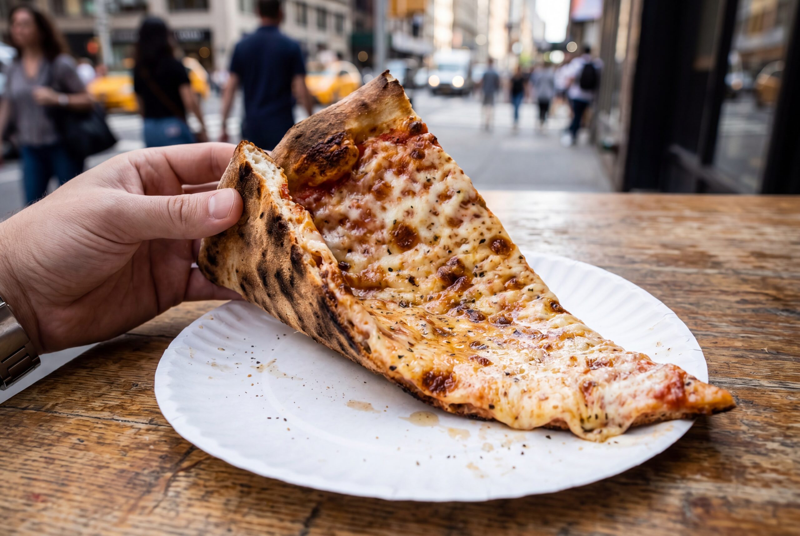 A classic New York style pizza slice