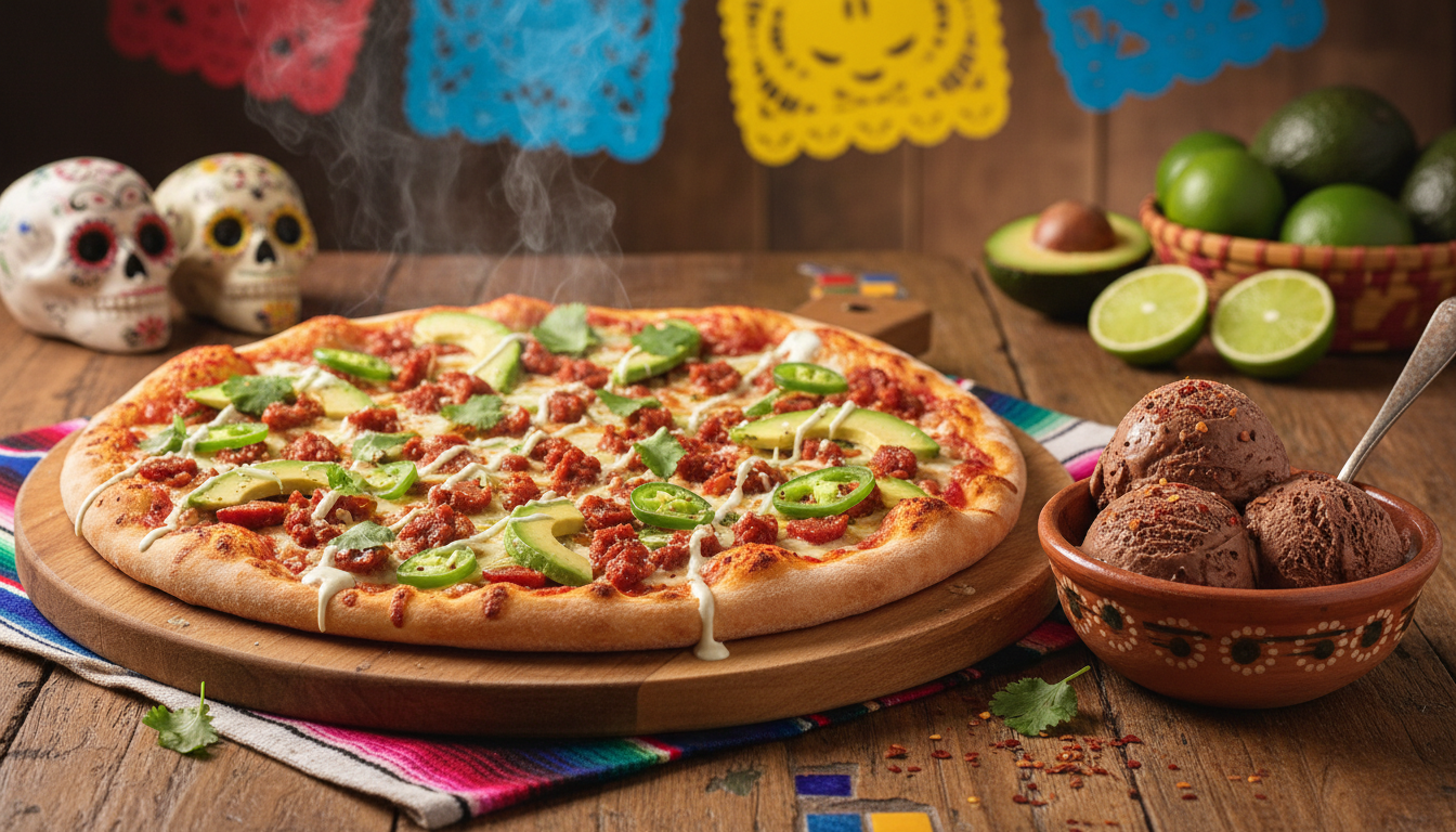 Mexican Pizza and Spicy Chocolate Ice Cream