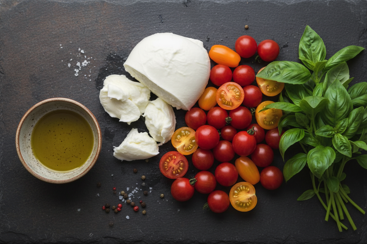 Fresh artisanal pizza ingredients