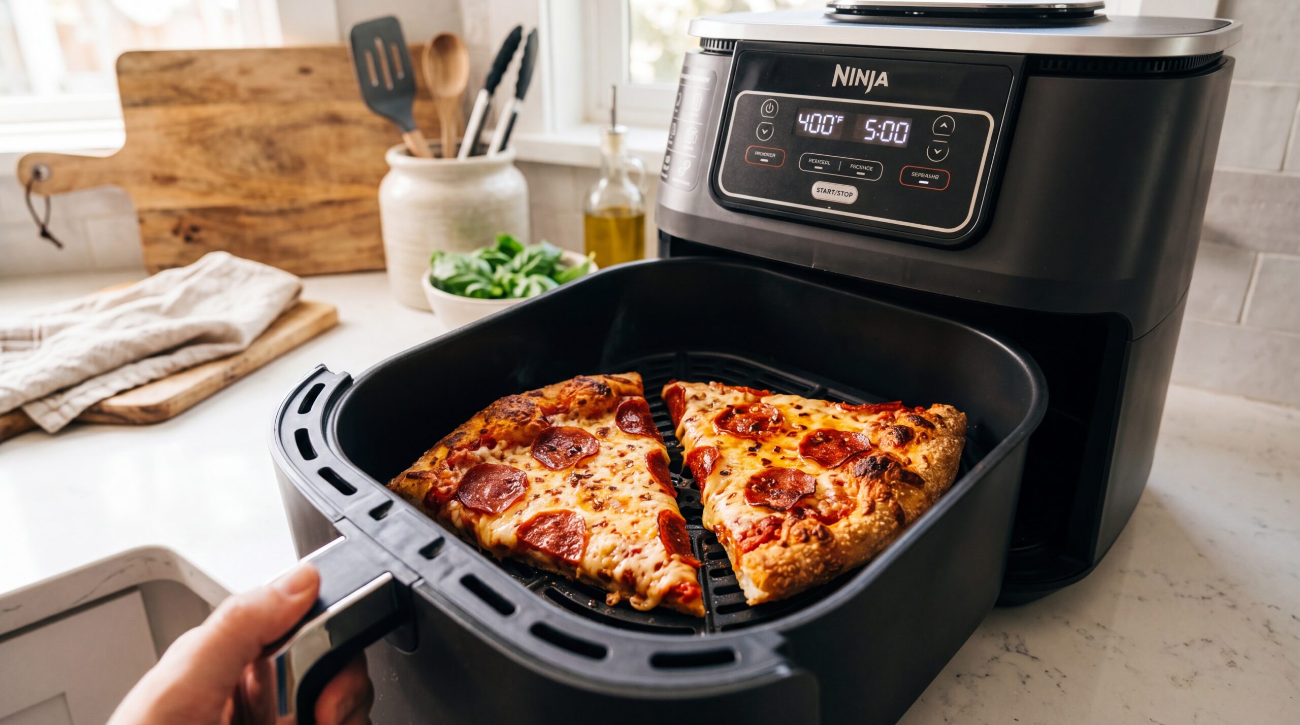 Reheating pizza in an air fryer